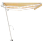 vidaXL Automatická markíza, LED a senzor vetra 600x350 cm, žltá/biela – Obrázok 5