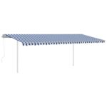 vidaXL Automatická markíza, LED a senzor vetra 6x3,5 m, modrá/biela – Obrázok 2