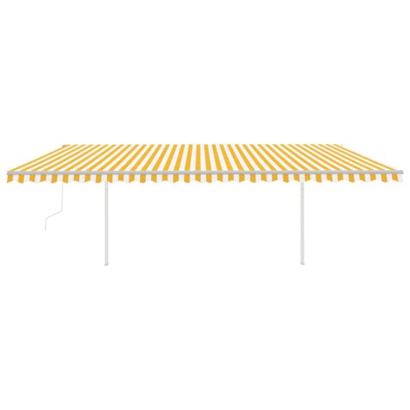 vidaXL Automatická markíza, LED a senzor vetra 6x3,5 m, žltá/biela – Obrázok 3