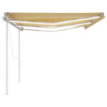 vidaXL Automatická markíza, LED a senzor vetra 6x3,5 m, žltá/biela – Obrázok 4