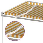 vidaXL Automatická markíza, LED a senzor vetra 6x3,5 m, žltá/biela – Obrázok 6