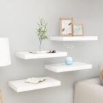 vidaXL Plávajúce nástenné police 4 ks dubové a biele 50x23x3,8 cm MDF