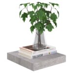 vidaXL Plávajúce nástenné police 2 ks betónovo-sivé 23x23,5x3,8 cm MDF – Obrázok 3