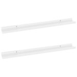 vidaXL Nástenné police 2 ks, lesklé biele 80x9x3 cm – Obrázok 2