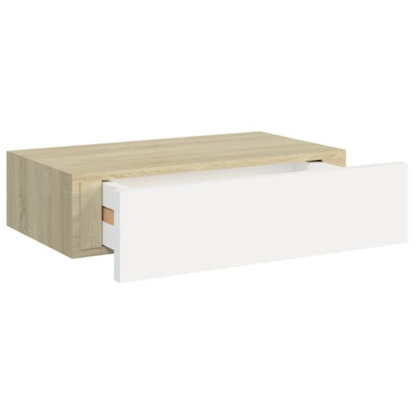 vidaXL Zásuvkové police nástenné 2 ks dubové a biele 40x23,5x10 cm MDF – Obrázok 7