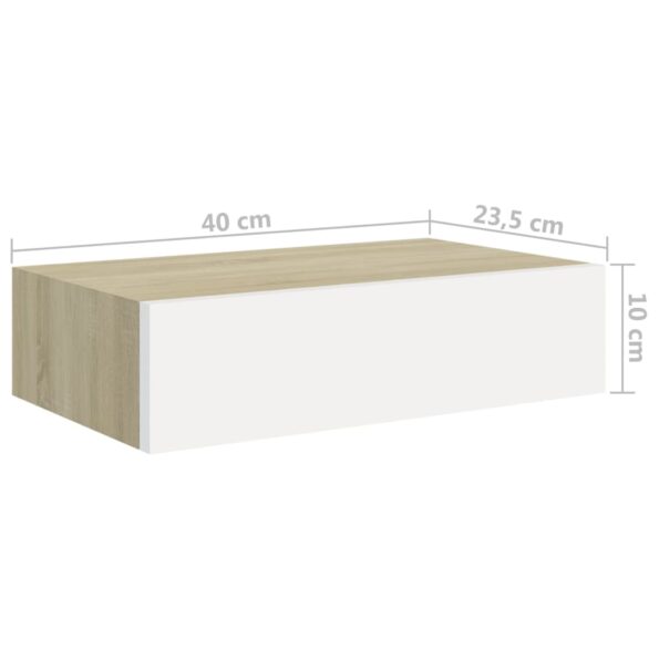 vidaXL Zásuvkové police nástenné 2 ks dubové a biele 40x23,5x10 cm MDF – Obrázok 10