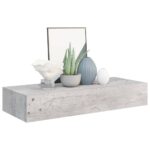 vidaXL Nástenná zásuvková polica betónovo-sivá 60x23,5x10 cm MDF – Obrázok 3