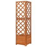 vidaXL Rohový kvetináč s mriežkou 40x40x150 cm masívne jedľové drevo – Obrázok 3
