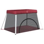 vidaXL Detská posteľ s matracom červená ľanová látka – Obrázok 2