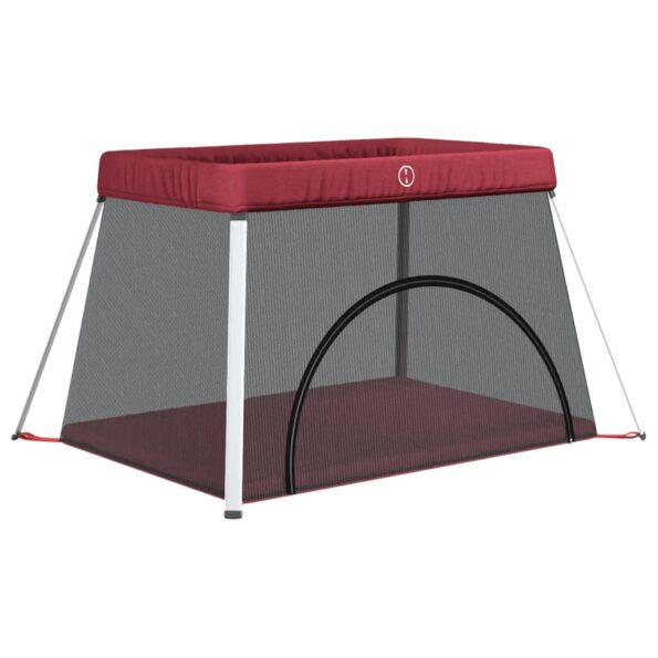 vidaXL Detská posteľ s matracom červená ľanová látka – Obrázok 2