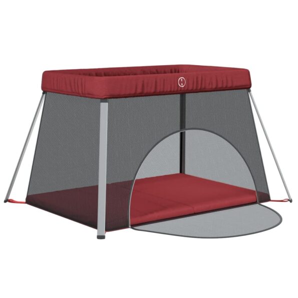 vidaXL Detská posteľ s matracom červená ľanová látka – Obrázok 4