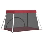 vidaXL Detská posteľ s matracom červená ľanová látka – Obrázok 6