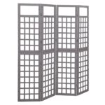 vidaXL 4-panelový paraván/mriežka masívne jedľové drevo sivý 161x180 cm – Obrázok 3