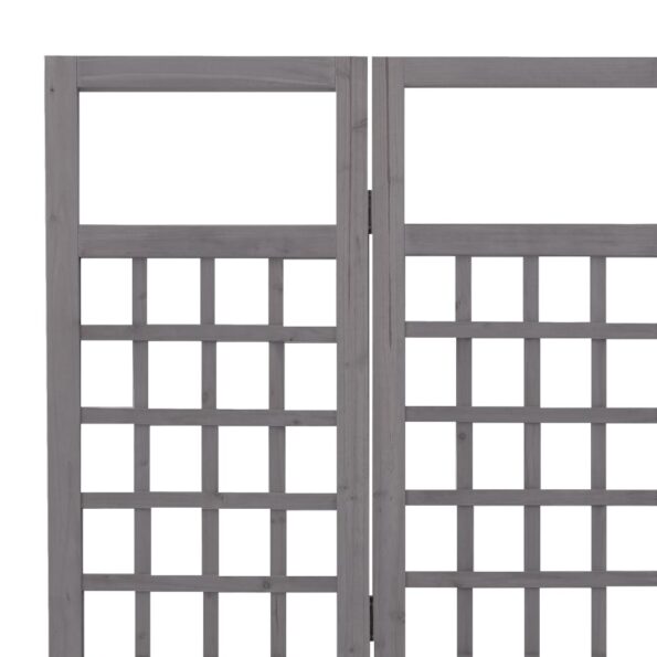 vidaXL 4-panelový paraván/mriežka masívne jedľové drevo sivý 161x180 cm – Obrázok 5