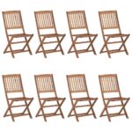 vidaXL Skladacie vonkajšie stoličky 8 ks akáciový masív