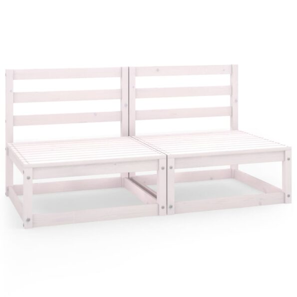 vidaXL Záhradná 2-miestna biela pohovka masívna borovica – Obrázok 2