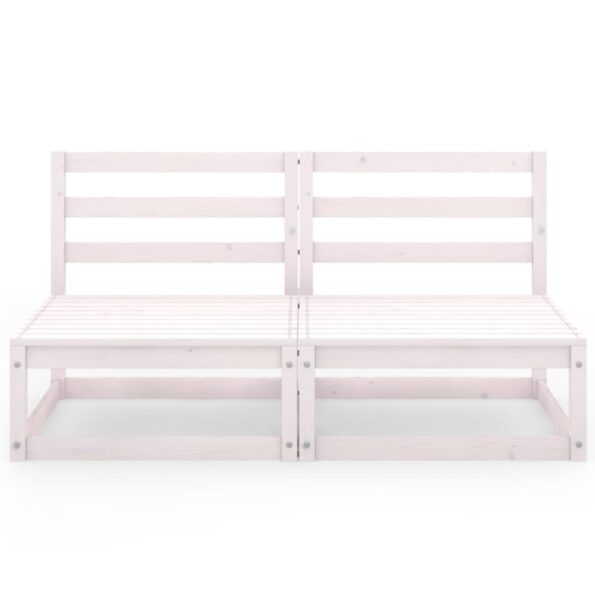 vidaXL Záhradná 2-miestna biela pohovka masívna borovica – Obrázok 3