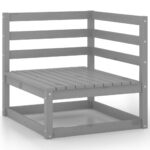 vidaXL 9-dielna záhradná sedacia súprava sivá borovicový masív – Obrázok 4