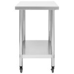 vidaXL Kuchynský pracovný stôl s kolieskami 100x45x85 cm nerezový – Obrázok 4