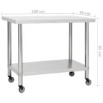 vidaXL Kuchynský pracovný stôl s kolieskami 100x45x85 cm nerezový – Obrázok 8