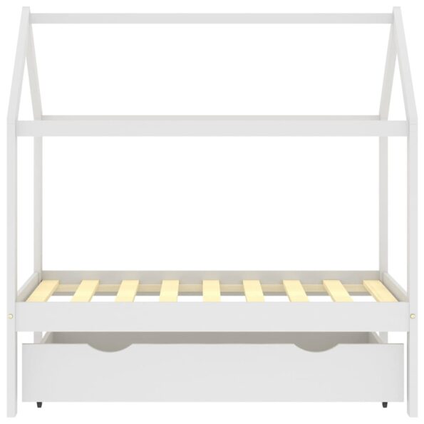 vidaXL Detský posteľný rám so zásuvkou biely 70x140 cm borovica – Obrázok 3
