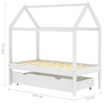 vidaXL Detský posteľný rám so zásuvkou biely 70x140 cm borovica – Obrázok 7