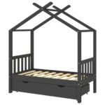 vidaXL Rám detskej postele so zásuvkou tmavosivý borovica 70x140 cm – Obrázok 2