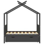 vidaXL Rám detskej postele so zásuvkou tmavosivý borovica 70x140 cm – Obrázok 3