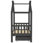 vidaXL Rám detskej postele so zásuvkou tmavosivý borovica 70x140 cm – Obrázok 4