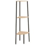 vidaXL 3-poschodová rohová polica bledohnedá a čierna 45,5x31,5x120 cm – Obrázok 2