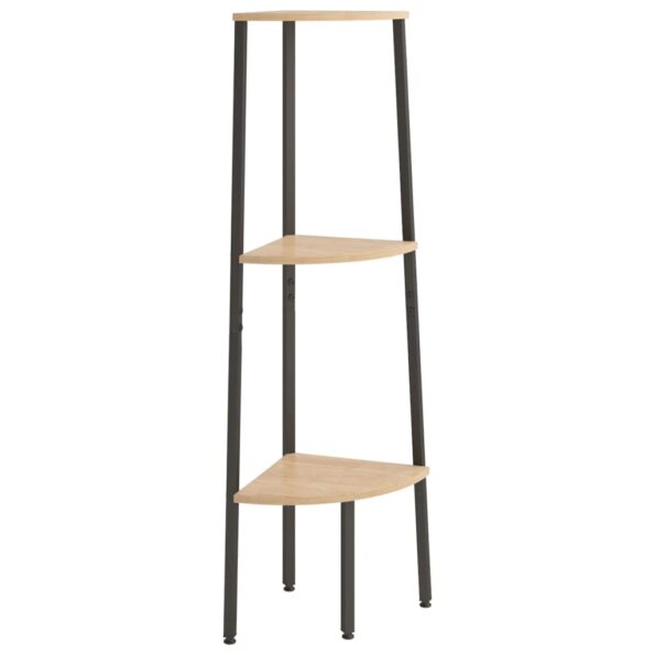 vidaXL 3-poschodová rohová polica bledohnedá a čierna 45,5x31,5x120 cm – Obrázok 2