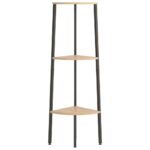 vidaXL 3-poschodová rohová polica bledohnedá a čierna 45,5x31,5x120 cm – Obrázok 3