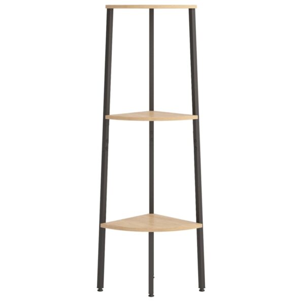 vidaXL 3-poschodová rohová polica bledohnedá a čierna 45,5x31,5x120 cm – Obrázok 3