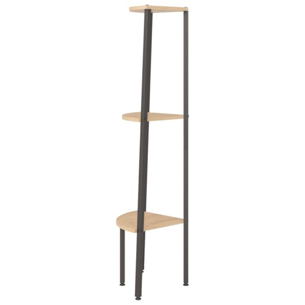 vidaXL 3-poschodová rohová polica bledohnedá a čierna 45,5x31,5x120 cm – Obrázok 4