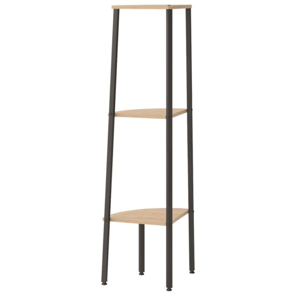 vidaXL 3-poschodová rohová polica bledohnedá a čierna 45,5x31,5x120 cm – Obrázok 5