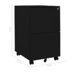 vidaXL Mobilná kartotéka čierna 39x45x67 cm oceľ – Obrázok 10