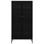 vidaXL Vitrína čierna 90x40x180 cm oceľ a tvrdené sklo – Obrázok 4