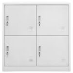 vidaXL Uzamykacia skriňa bledosivá 90x45x92,5 cm oceľová – Obrázok 2