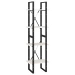 vidaXL Knižnica so 4 policami biela 40x30x140 cm masívna borovica – Obrázok 2