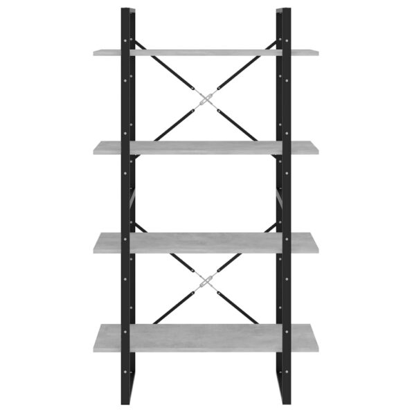 vidaXL 4-poschodová knižnica betónová sivá 80x30x140 cm drevotrieska – Obrázok 5