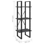 vidaXL Knižnica s 3 policami sivá 40x30x105 cm borovicový masív – Obrázok 8