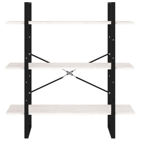 vidaXL Knižnica s 3 policami biela 100x30x105 cm masívna borovica – Obrázok 6