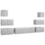 vidaXL 8-dielna súprava TV skriniek betónovo-sivá drevotrieska – Obrázok 2