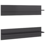 vidaXL Nástenné police 2 ks lesklé sivé 80x11,5x18 cm drevotrieska – Obrázok 2