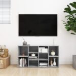 vidaXL Lavica na topánky betónová sivá 103x30x54,5 cm drevotrieska – Obrázok 4