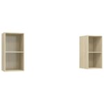 vidaXL Nástenné TV skrinky 2 ks dub sonoma drevotrieska – Obrázok 2