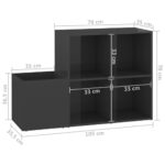 vidaXL Skrinka na topánky, lesklá sivá 105x35,5x70cm, kompozitné drevo – Obrázok 8