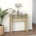 vidaXL Konzolový stolík, dub sonoma 78x30x80 cm, kompozitné drevo – Obrázok 3