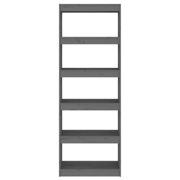 vidaXL Knižnica/deliaca stena sivá 60x30x167,5 cm masívna borovica – Obrázok 5