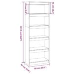 vidaXL Knižnica/deliaca stena sivá 60x30x167,5 cm masívna borovica – Obrázok 8